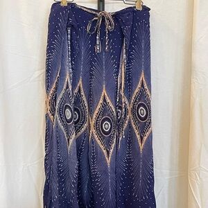 Thai Wrap Pants with Peacock print